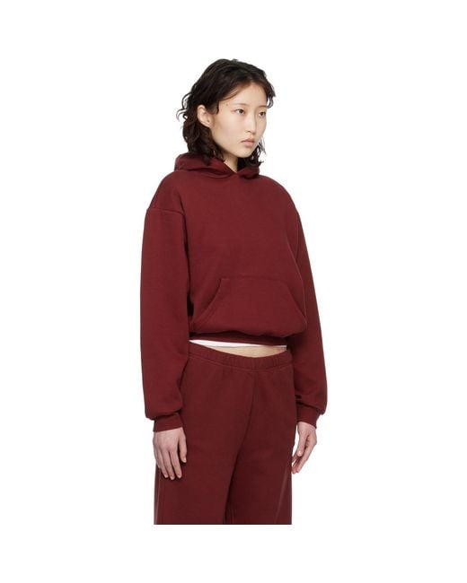 Skims Red Burgundy Cotton Fleece Classic Hoodie