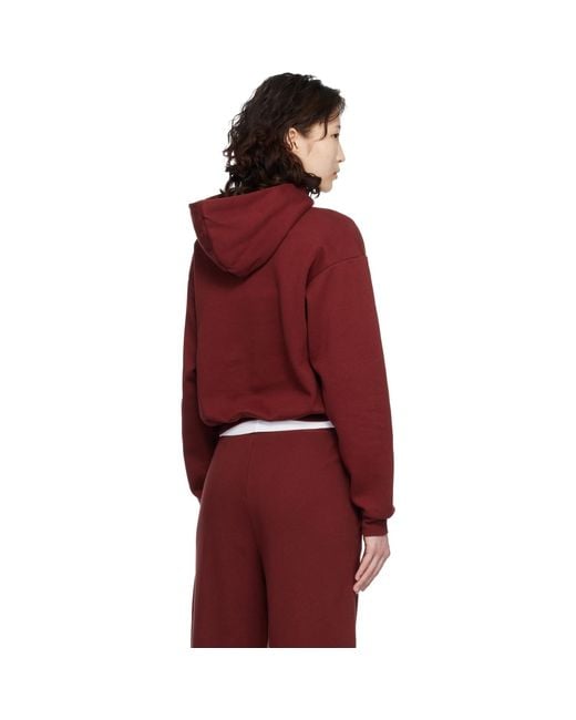 Skims Red Burgundy Cotton Fleece Classic Hoodie