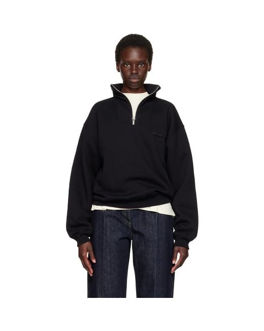 Jacquemus Black 'The Gros Grain' Zipped-Rollneck Sweatshirt