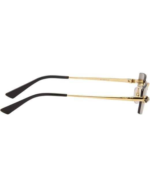 Cartier Black 'Panthère De Rectangular Sunglasses for men