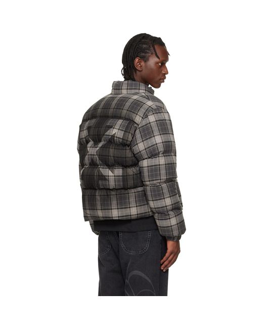 Off-White c/o Virgil Abloh Black Off- Spray Arrow Check Flannel Down Jacket for men