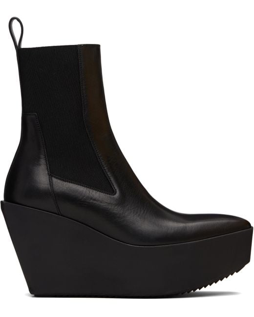 Rick Owens Black Concordians Sliver Platform Beatle Chelsea Boots for men