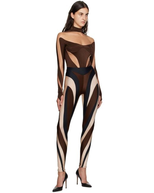 Mugler Black Brown Illusion Bodysuit