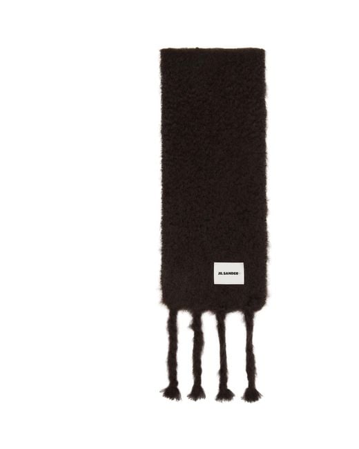 Jil Sander Black Slim Wool Blend Scarf