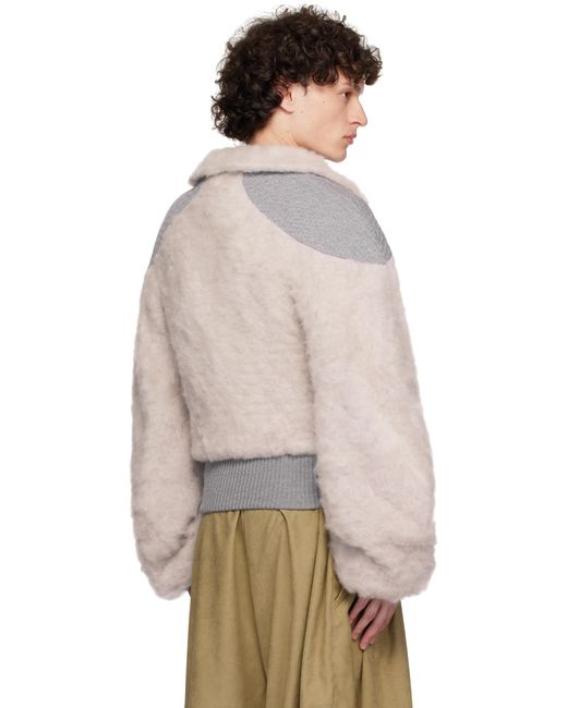 メンズ Andrej Gronau グレー Knitted Mohair & Merino ボンバージャケット Natural