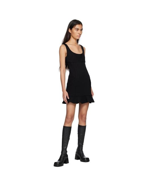MSGM Black Ruffled Edge Mini Dress
