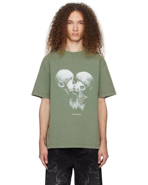 Han Kjobenhavn Green Aliens Kissing T-shirt for men