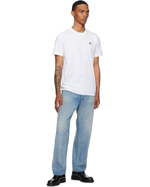Moncler White Three-Pack Logo Patch Cotton T-Shirts for men