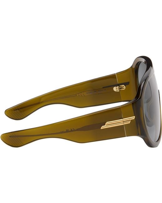 Bottega Veneta Gray Khaki Scudo Shield Sunglasses for men
