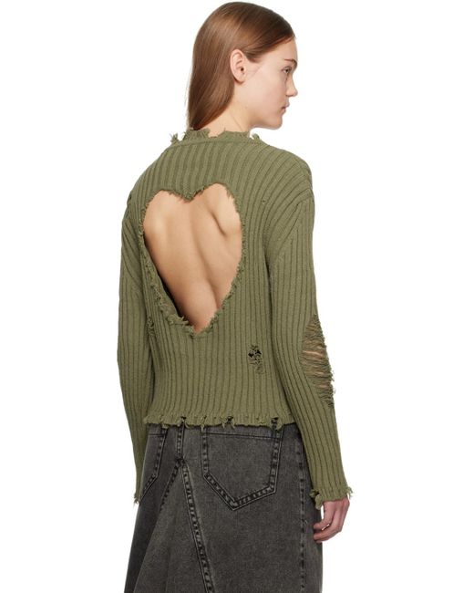 Pull Blanc À Découpe Graphique Et À Effet Usé OPEN YY en coloris Green