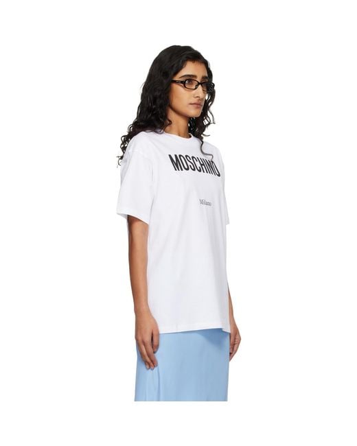Moschino White Printed Organic Cotton Jersey T-Shirt