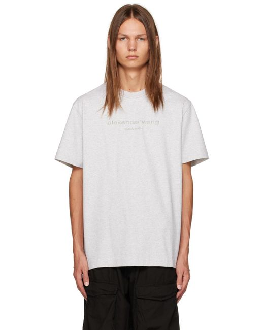 Alexander Wang White Gray Glittered T-shirt for men