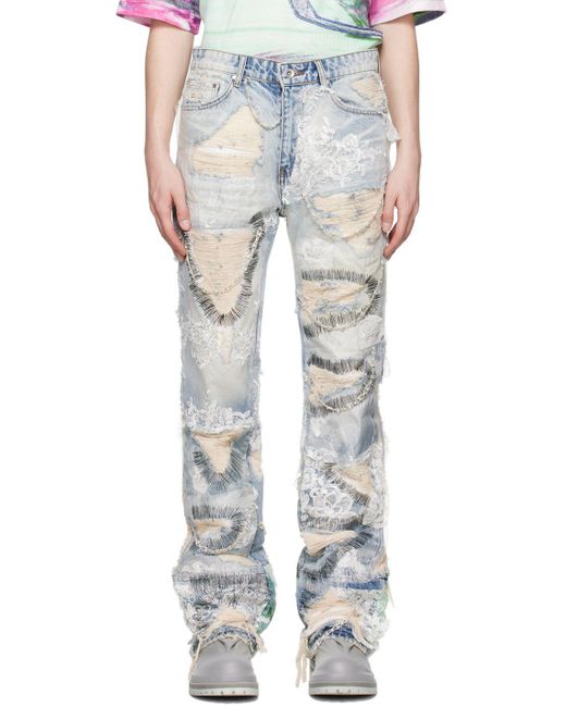 Who Decides War White Blue Affinity Jeans for men