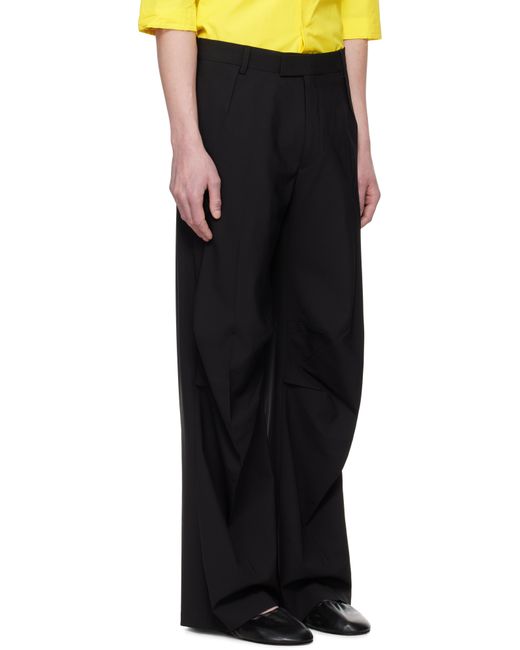 ALAINPAUL Black Knee Tailored Trousers for men