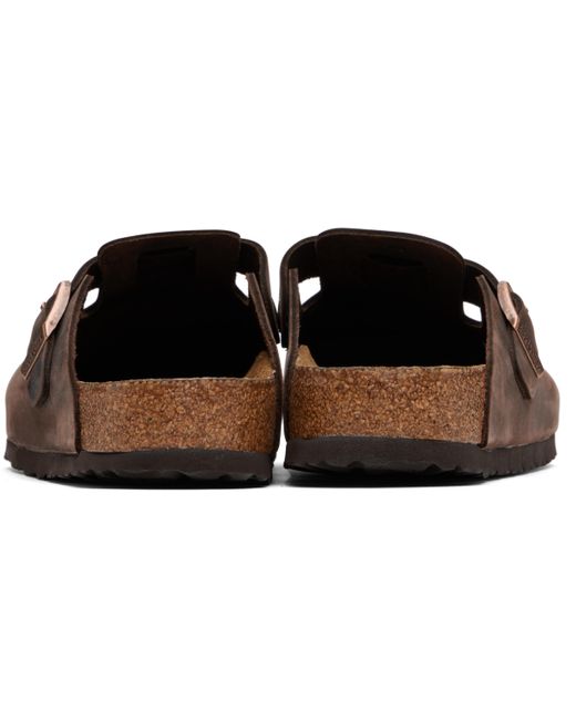 メンズ Birkenstock ブラウン Boston Soft Footbed レギュラー クロッグ Black