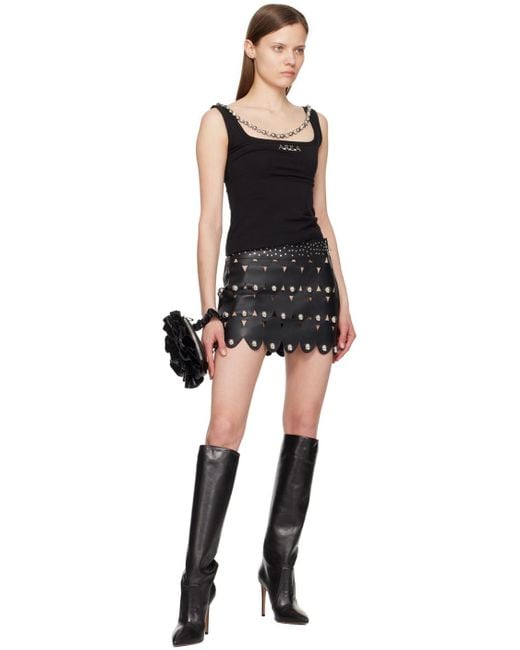 Area Black Studded Eye Leather Miniskirt