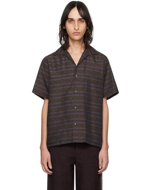 Needles Black Brown Italian Collar Shirt for men