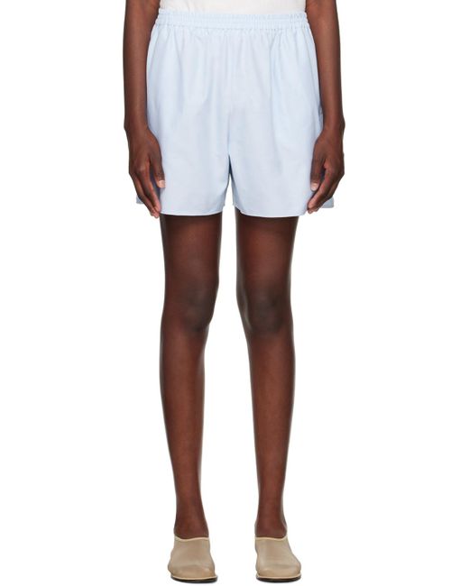 The Row White Blue Gunther Shorts