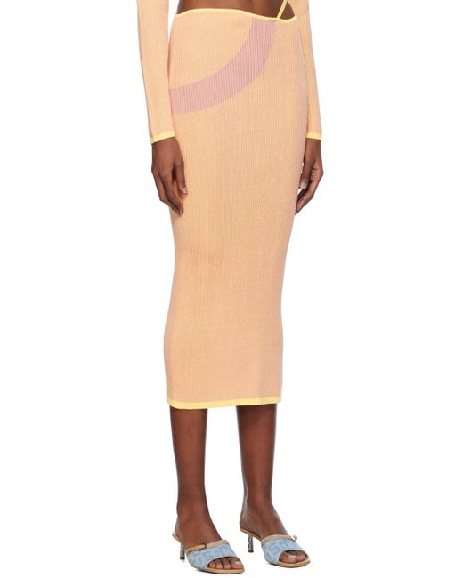Gcds Natural Pink Comma Midi Skirt