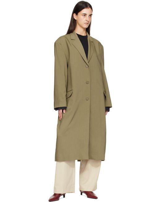 Frankie Shop Black Khaki Tribeca Long Coat