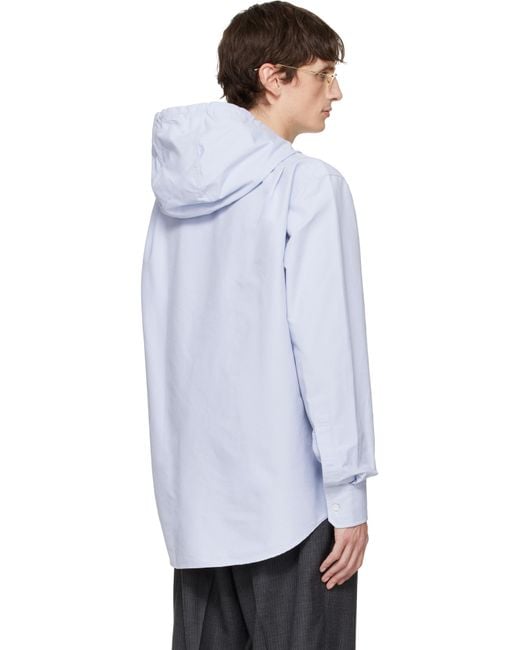 Thom Browne White Hoodie Straight Fit Long Sleeve Shirt for men