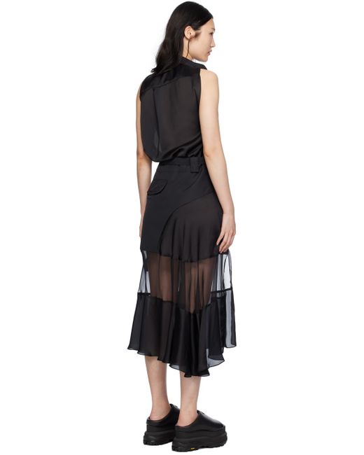 Sacai Black Combo Midi Dress