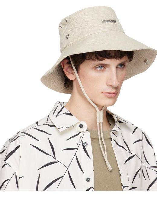 Jacquemus White Off- La Croisière 'The De-Nîmes' Denim Bucket Hat for men