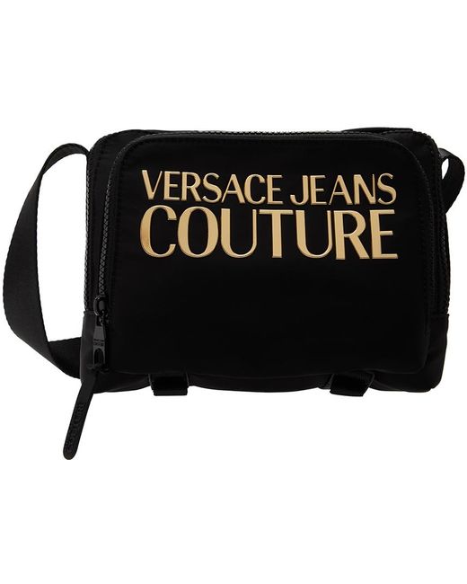 Versace Black Bonded Messenger Bag for men