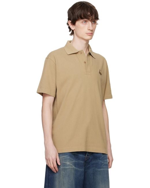 Maison Kitsuné Blue Khaki Bold Fox Head Patch Comfort Polo for men