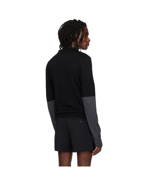 Entire studios Black Split Sleeve Polo for men
