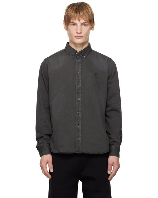 AMI Black Button-Down Ami De Coeur Shirt for men