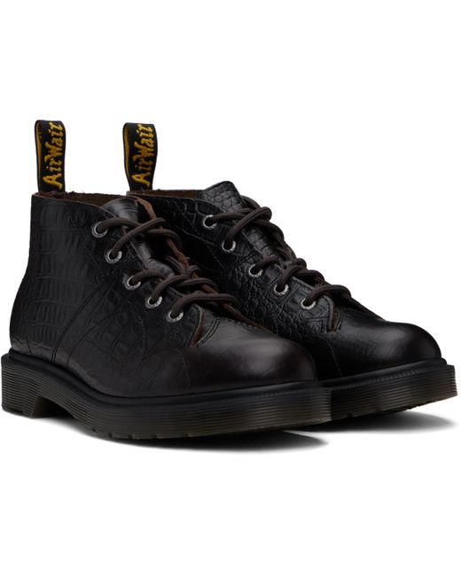 Dr. Martens ブラウン Church Crocodile Analine レザー ブーツ Black