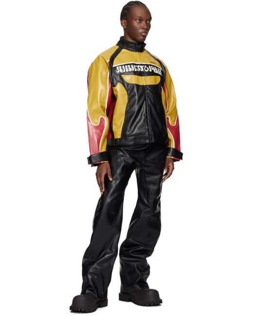 Kusikohc Multicolor Rider Faux-leather Jacket for men