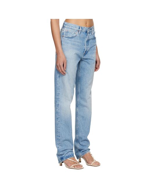 Agolde Blue 90's Mid Rise Straight Jeans