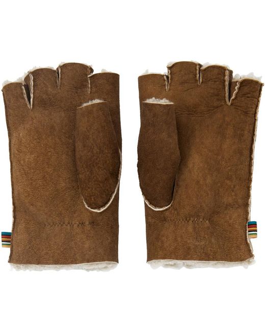 Paul Smith Natural Brown Fingerless Gloves for men