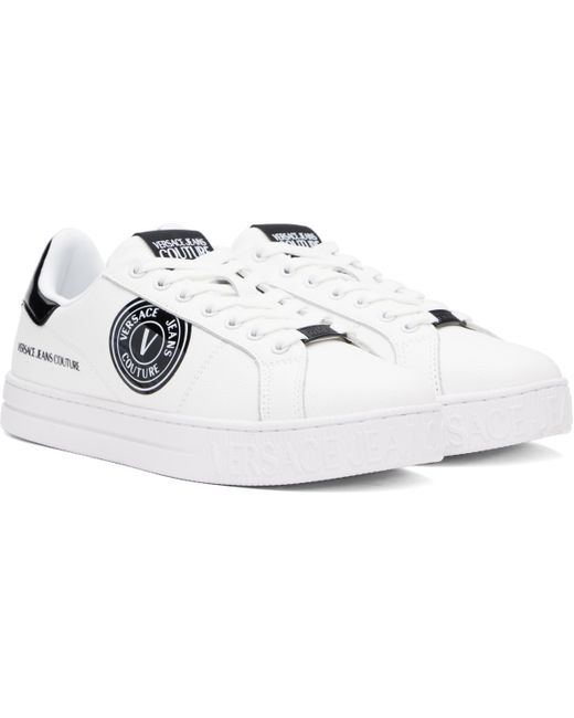メンズ Versace Jeans Couture ホワイト レターVエンブレム Court 88 スニーカー Black