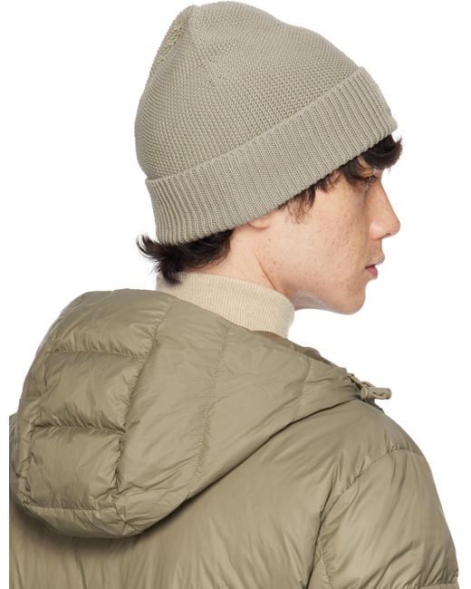 メンズ Moncler ベージュ ロゴパッチ ビーニー Green
