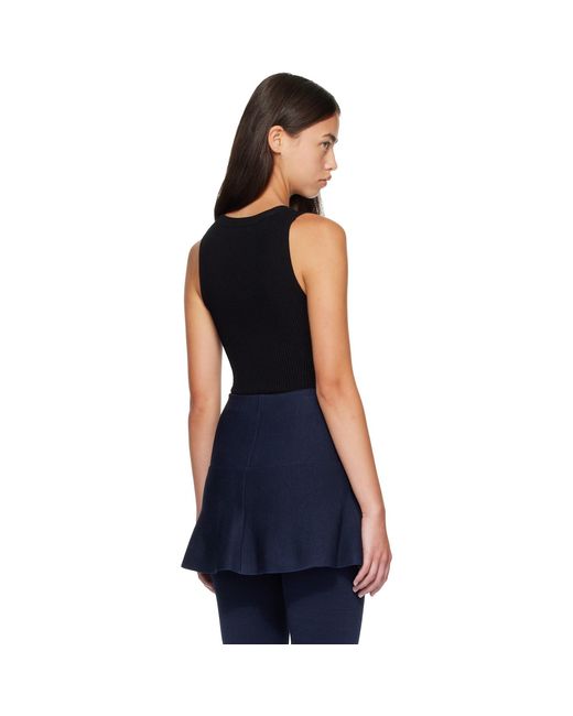 Alaïa Blue Sleeveless Ribbed Knit Bodysuit