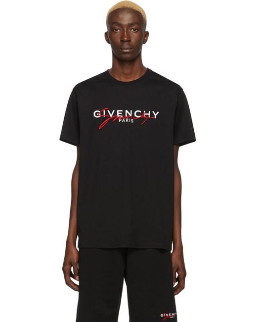 Givenchy Red Black Signature Print T-shirt for men