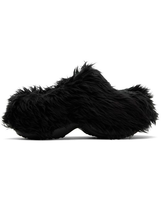 Balenciaga Black Crocs Edition Fake Fur Mules