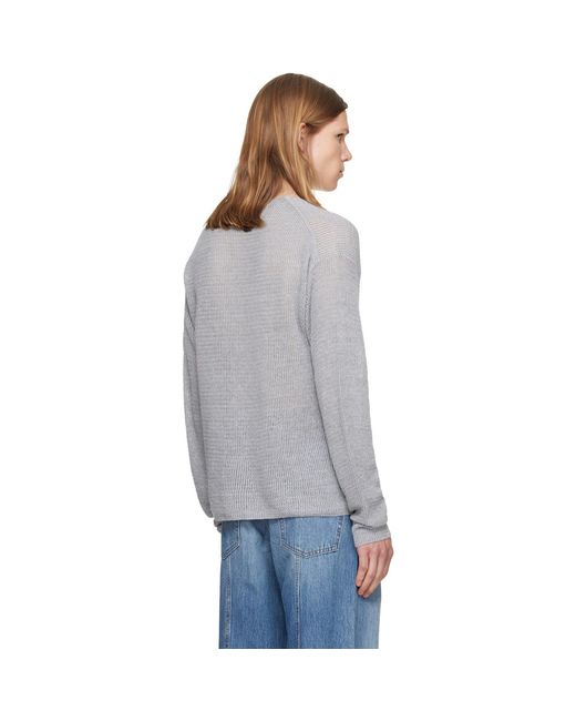 Helmut Lang Gray Textured Henley for men