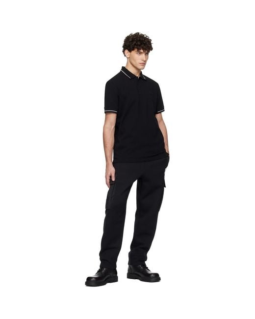 Moncler Black Logo Patch Cotton Polo for men