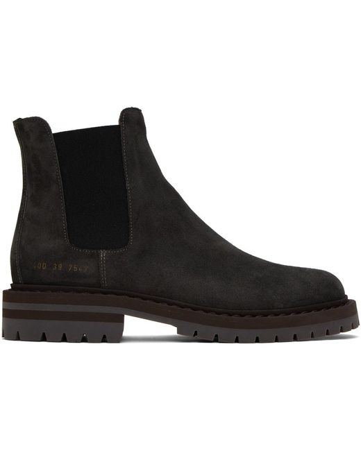 Common Projects Black Stamped Chelsea Boots for men