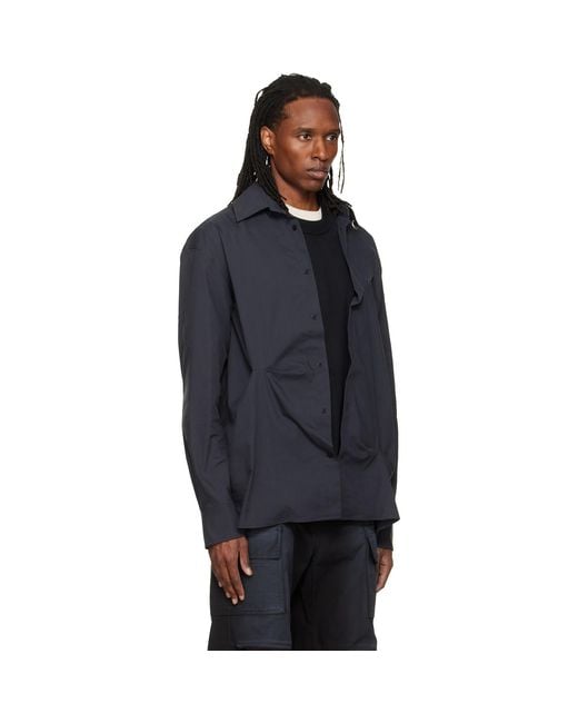 we11done Blue Knit Layered Shirt for men