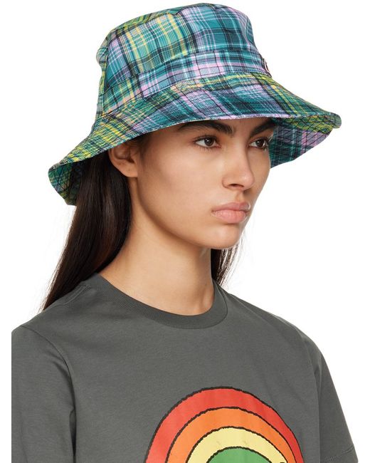Ganni Green Printed Tech Bucket Hat