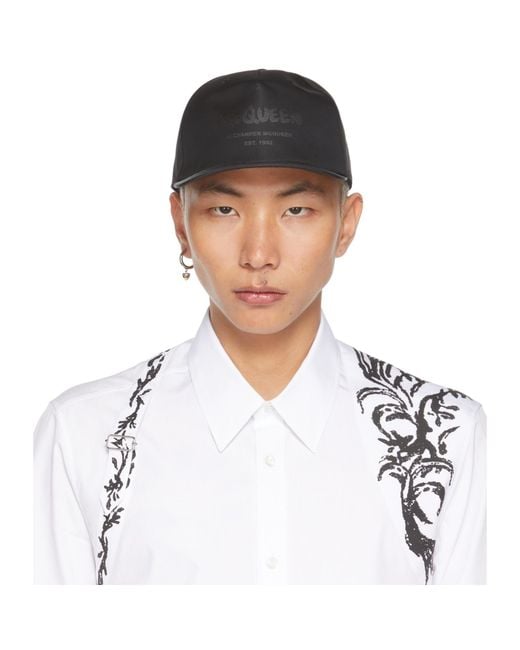 McQueen White Black Graffiti Cap for men