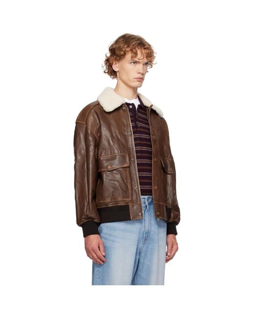 DUNST Brown Detachable A-2 Leather Jacket for men