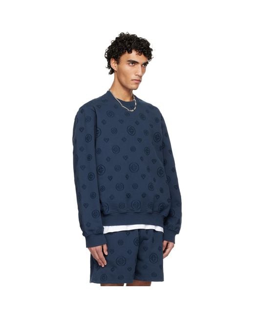 Casablanca Blue Applique Monogram Sweatshirt for men