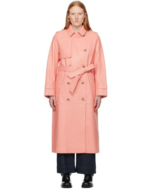 Mackage Orange Pink Gael-v Leather Trench Coat