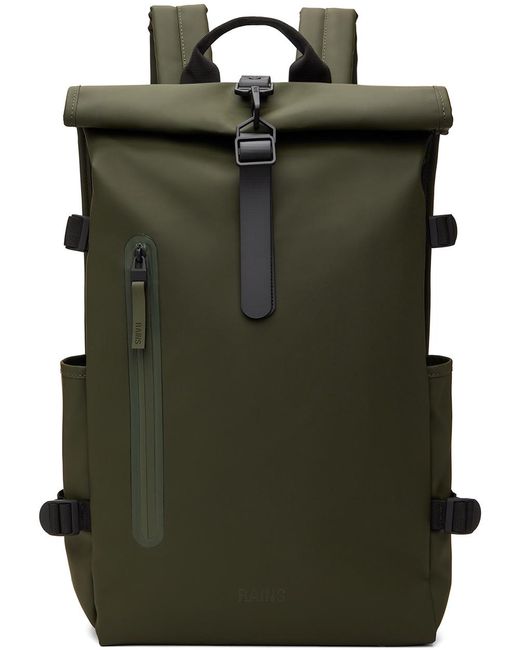 Rains Green Rolltop Large Backpack for men